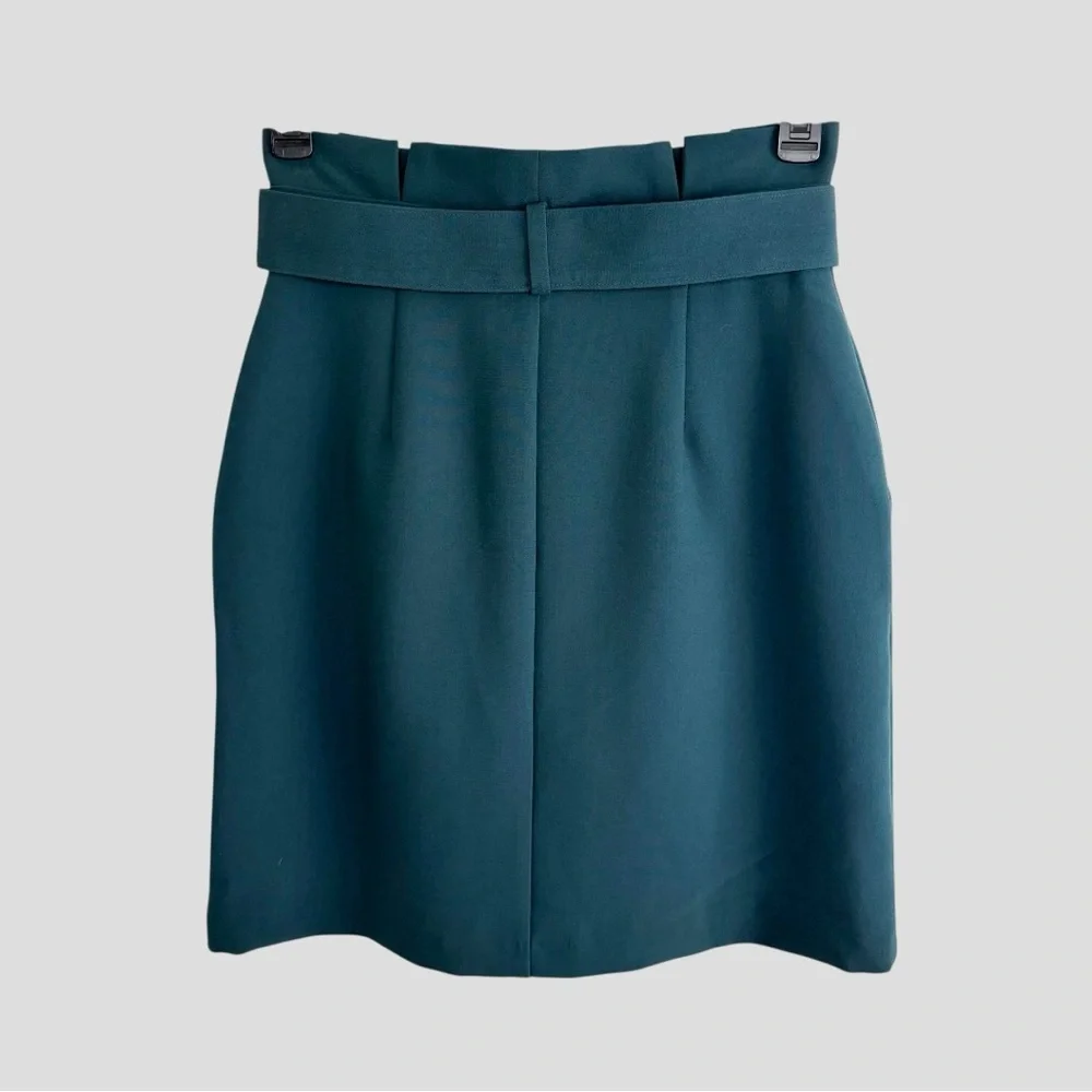 Banana Republic Teal Belted Mini Skirt Sz 4 | Structured‎ Workwear Office - Picture 3 of 10
